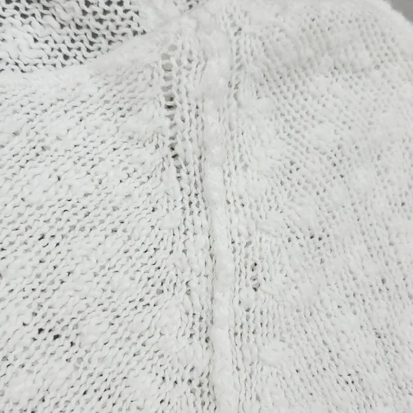 Habitat open knit sweater women's medium white textured cotton shell buttons - Picture 12 of 12
